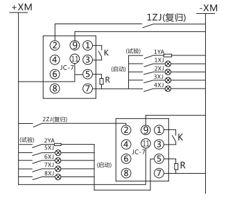 JC-7/21沖擊繼電器電器典型接線圖