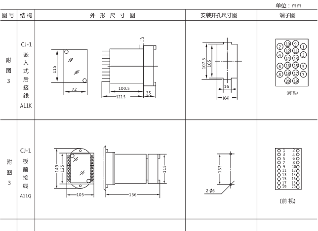 DD-1/60接地繼電器外形及開孔尺寸1