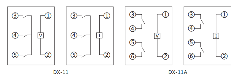 DX-11信號繼電器內(nèi)部接線圖片