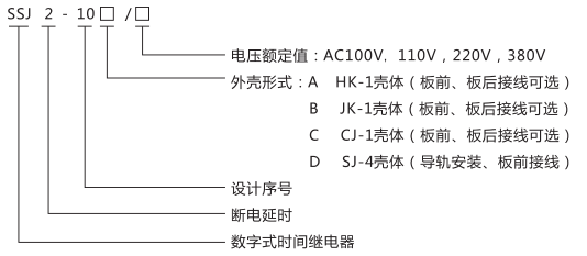 SSJ2-10C交流斷電延時(shí)繼電器型號(hào)命名及含義圖片