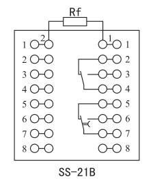 SS-21B型時間繼電器內(nèi)部接線及外引接線圖片