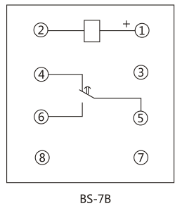 BS-7B時間繼電器內部接線及外引接線圖(背視圖)圖片