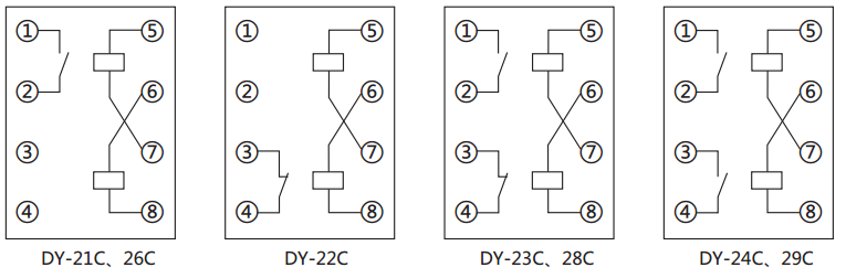 DY-22D/60C電壓繼電器內(nèi)部接線圖