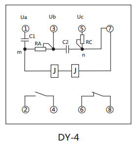 DY-4負序電壓繼電器內(nèi)部接線及外引接線圖