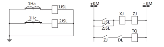 JSL-16繼電器構(gòu)成的二相式定時限保護(hù)的原理圖