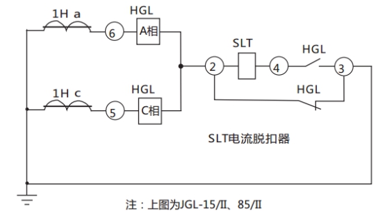 JGL-86/Ⅱ二相靜態(tài)反時(shí)限過流繼電器典型應(yīng)用接線圖