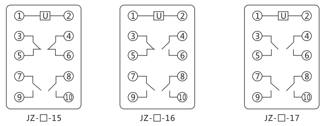 JZY（J)-401靜態(tài)中間繼電器內(nèi)部接線圖及外引接線圖