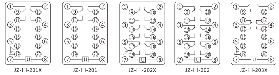 JZY（J)-401靜態(tài)中間繼電器內(nèi)部接線圖及外引接線圖