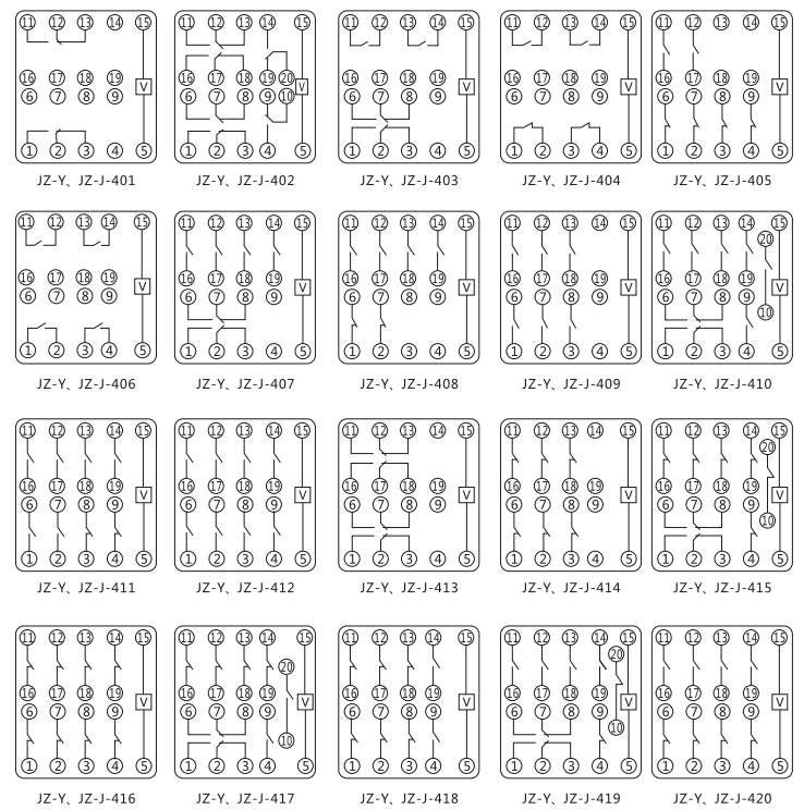 JZY（J)-401靜態(tài)中間繼電器內(nèi)部接線圖及外引接線圖