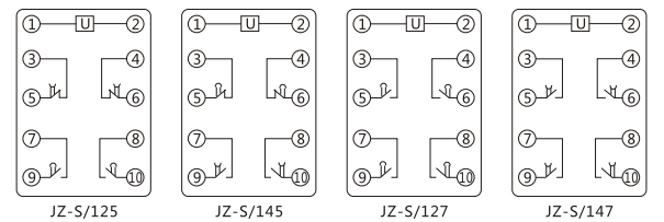 JZ-S/342靜態(tài)可調(diào)延時中間繼電器內(nèi)部接線圖及外引接線圖