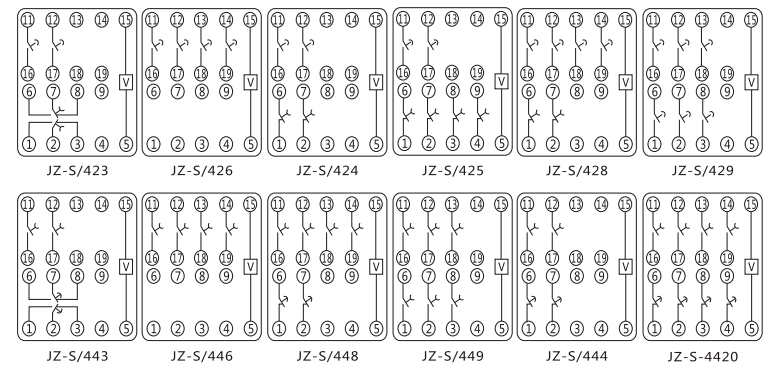 JZ-S/342靜態(tài)可調(diào)延時中間繼電器內(nèi)部接線圖及外引接線圖