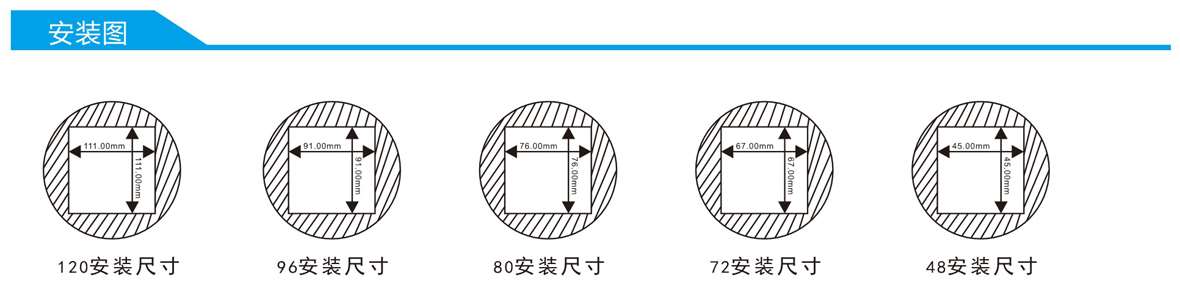 三相液晶交流電壓電流組合表SJ194UI-8S4Y產(chǎn)品尺寸